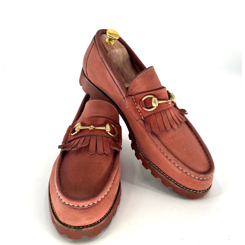 Tom Ford Era Gucci Terra Cotta Nubuck Horsebit Kiltie Lug Sole Loafers US 12.5 D